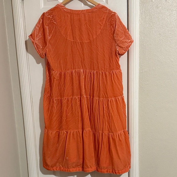 Anthropologie Maeve Creamsicle Velvet Babydoll Dress - Picture 6 of 10